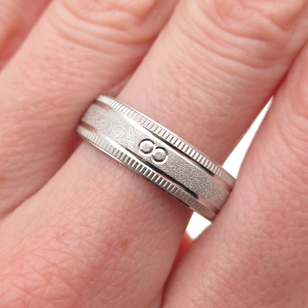925 Sterling Silver Textured Band Ring Size 9.25
